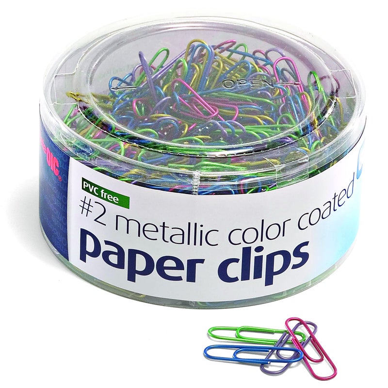 Officemate مشابك ورق ملونة متنوعة خالية من PVC من أوفيس ميت، حجم #2، 600 قطعة في علبة (97225) - Image 1